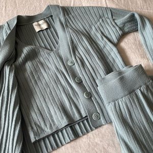 Abercrombie Luxe Ribbed 3-Piece Sweater Set: Tank, Cardigan & Pants